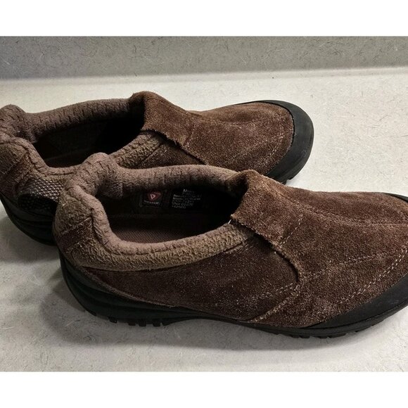 LL Bean Primaloft Brown Suede Closed Toe Slip-On Moc Loafers Men’s Size 7 Wide - Picture 1 of 5
